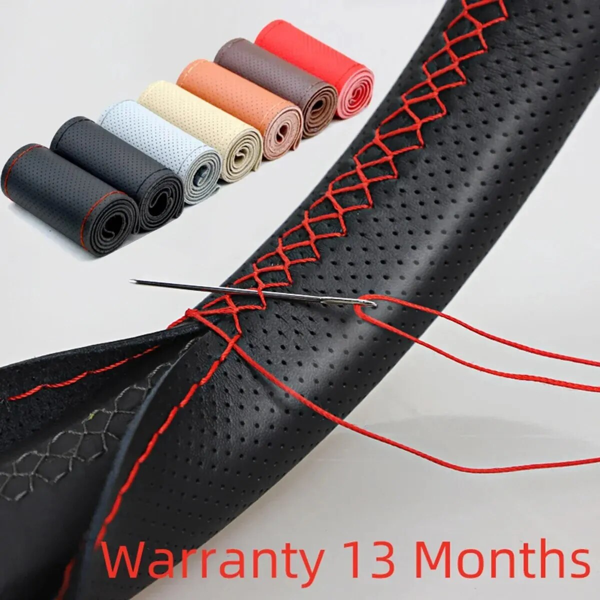 Car Steering Wheel Cover Anti Slip Breathable - Capa universal de couro para volante