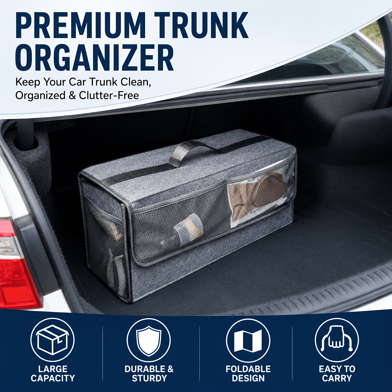 Organizador de Porta-Malas de  - Car Trunk Organizer Foldable Storage Box avaliação e preço